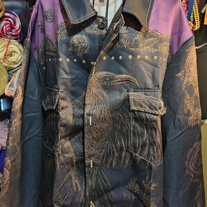 Unisex Black and Purple Raven & Skull Jacket Brand New